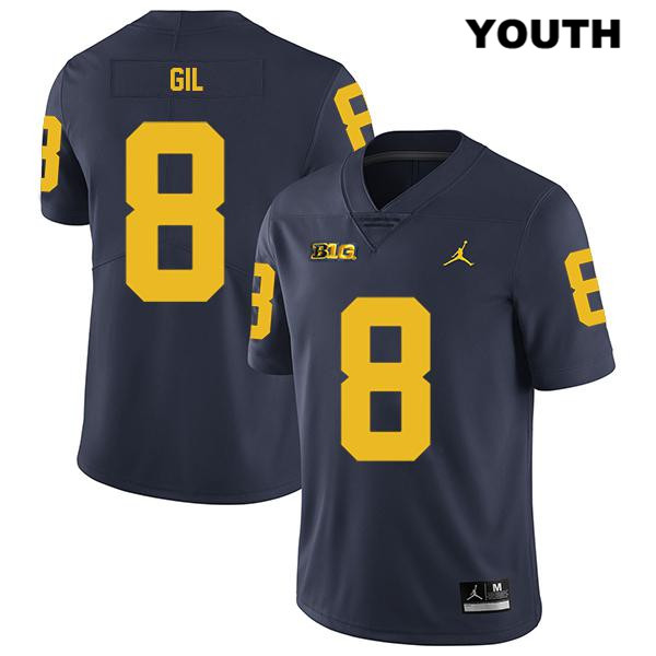 Youth NCAA Michigan Wolverines Devin Gil #8 Navy Jordan Brand Authentic Stitched Legend Football College Jersey FM25F15LA